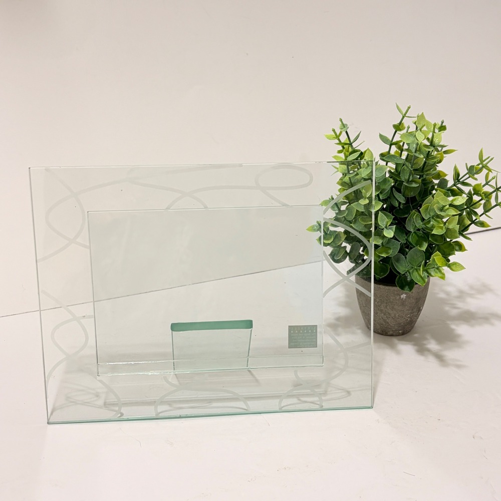 Sixtrees Etched Glass Picture Frame Frosted Swirl Modern Landscape 4x6 8.5x6.5